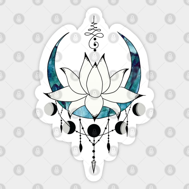 Lotus Flower Moon Sticker by GalartCreations